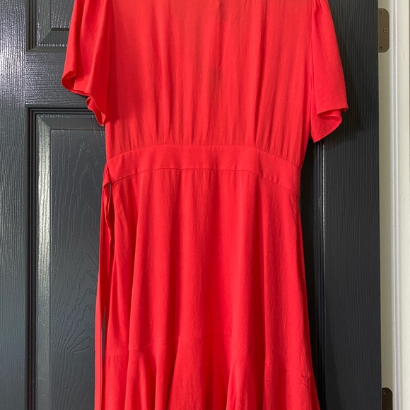 Love Riche Vibrant Red Ruffled Wrap Dress - Picture 8 of 8